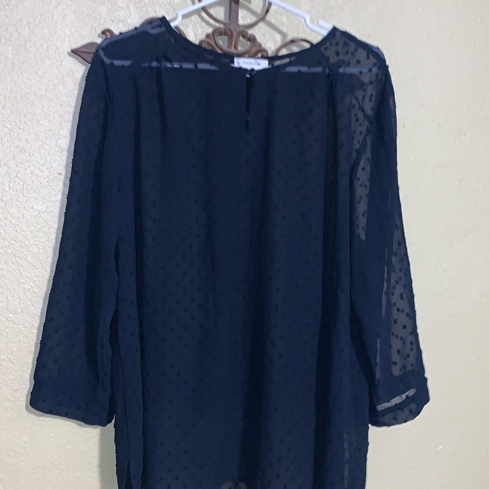 Van Heusen Navy shear 3/4” sleeve top size xxl